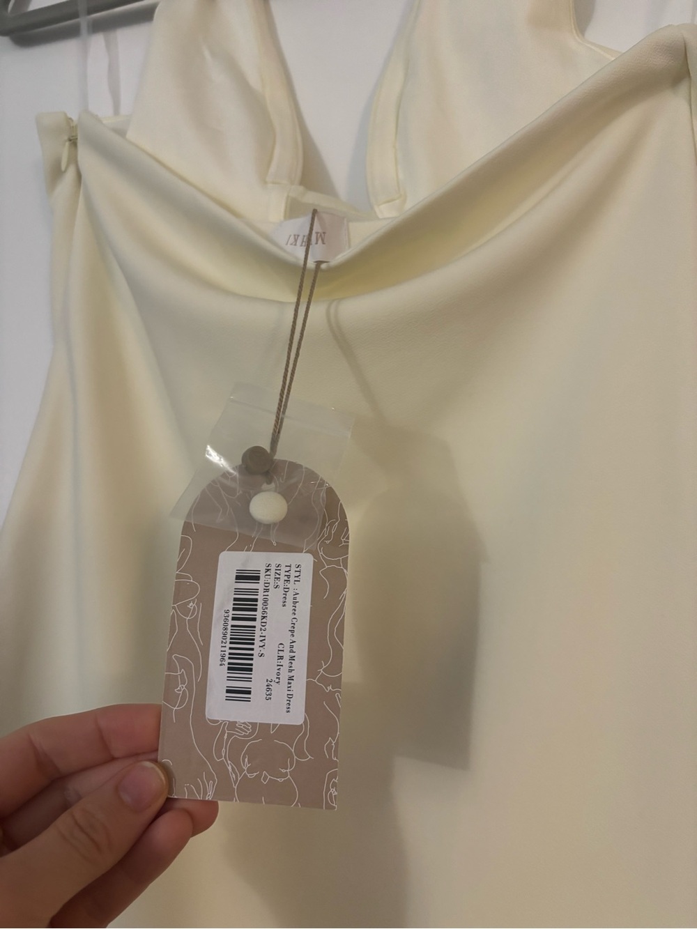 Meshki Aubree Crepe And Mesh Maxi Dress - Halter Cutout Ivory Size Small NWT - Picture 4 of 7